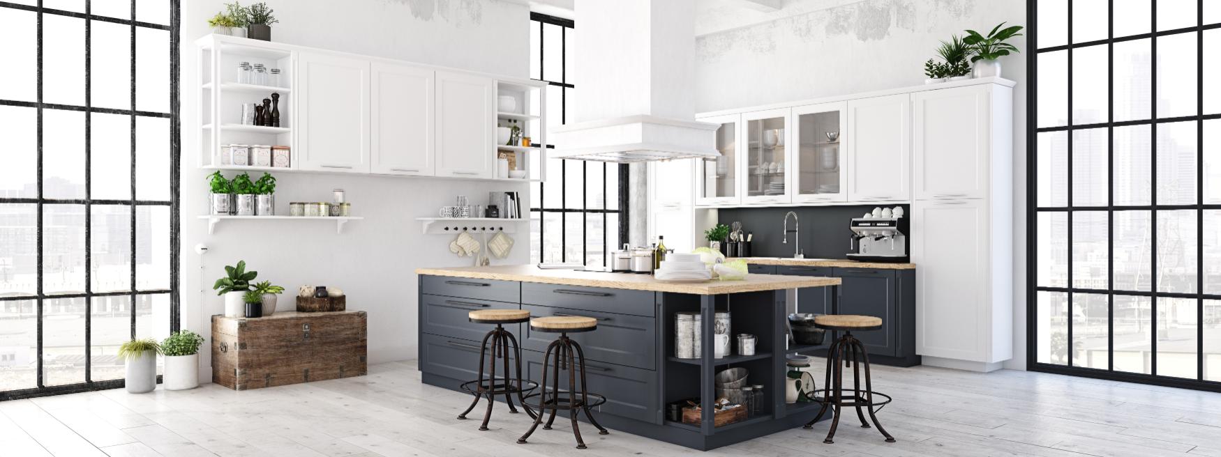 Black and white kitchen in a residential house